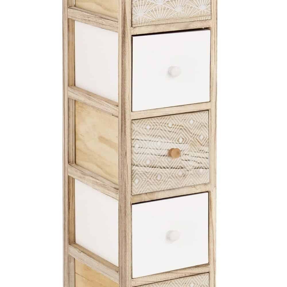 Cassettiera in legno con cassetti decorativi, perfetta per arredi shabby chic e aggiungere stile alla casa.