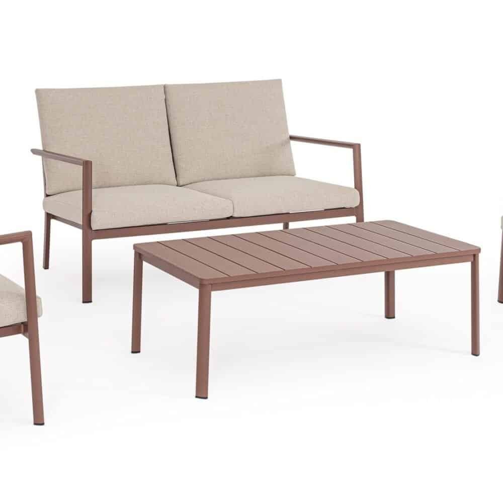 Mobili da giardino in teak con sedie e tavolino per esterni eleganti.