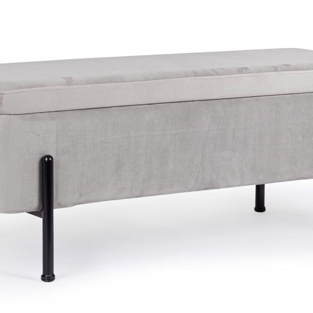 Sgabello contenitore elegante, perfetto per arredamento contemporaneo e funzionale.