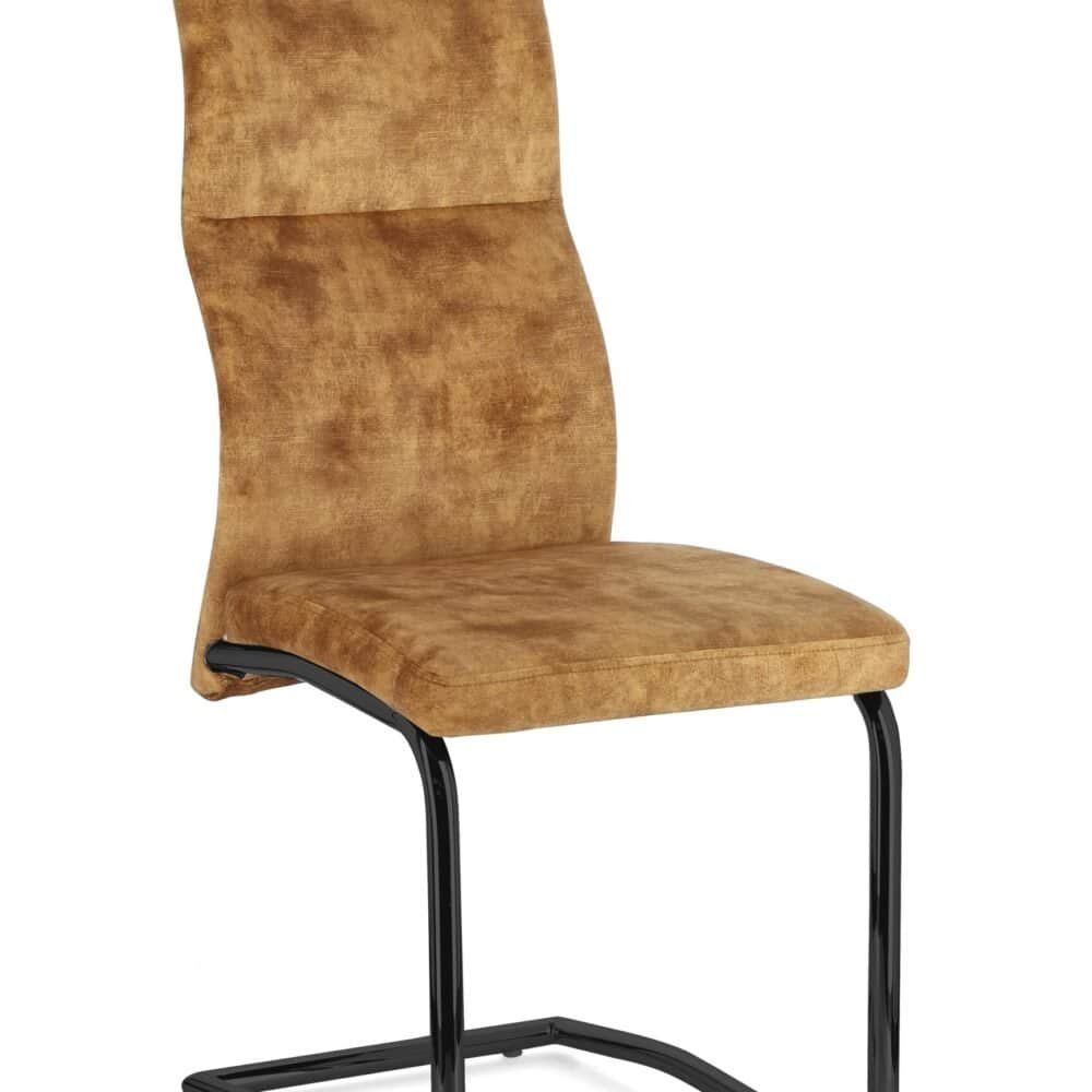 Sedie imbottite in velluto marrone, design elegante e moderno per sala da pranzo.