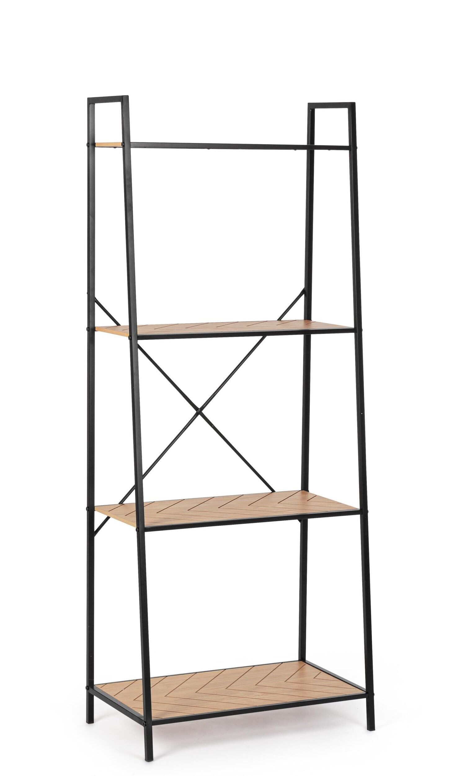 LIBRERIA 4P HALDOR NERO-NAT 60,5X150H