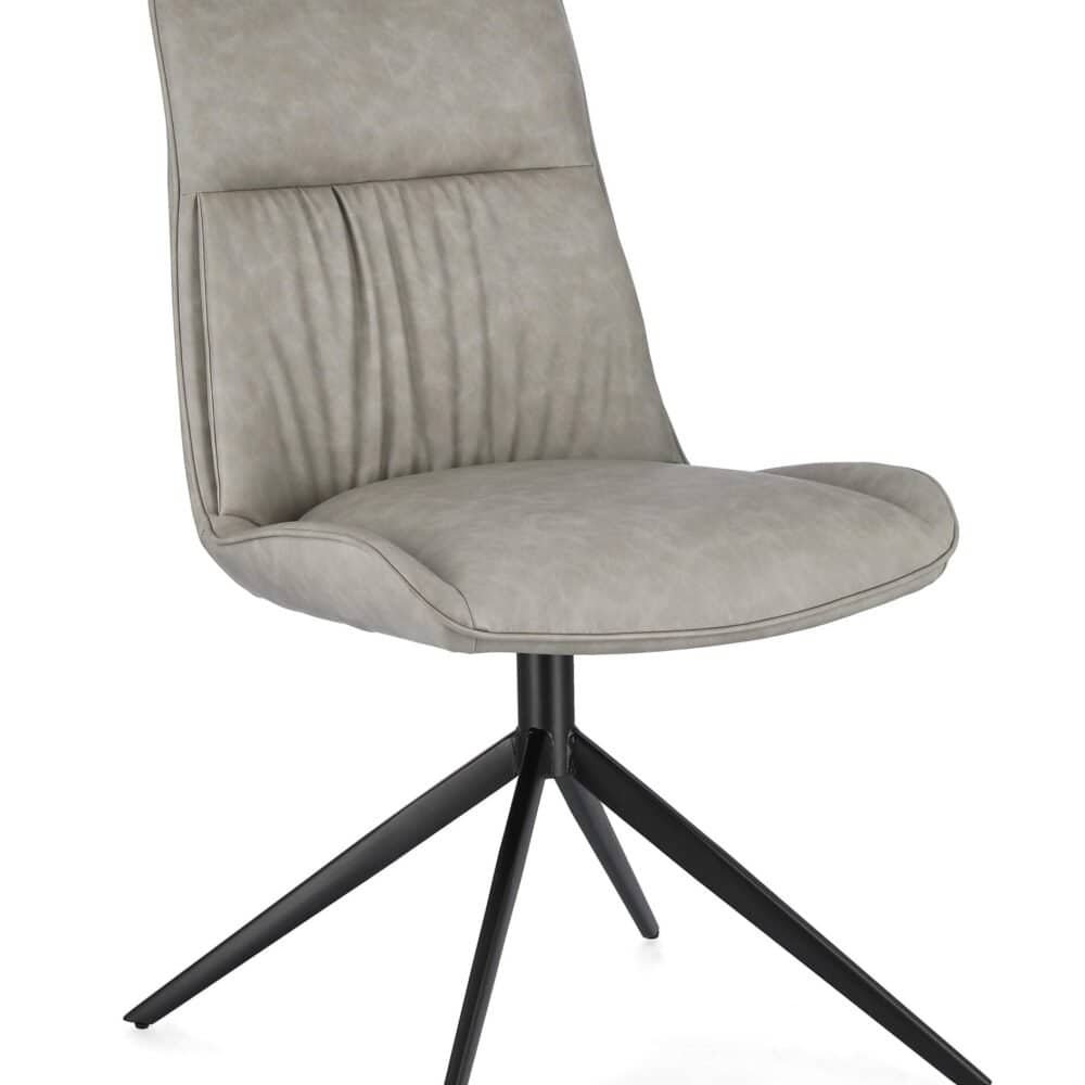 Sedia ergonomica con rivestimento stemma e piedi in metallo nero, perfetta per ufficio o sala da pranzo.