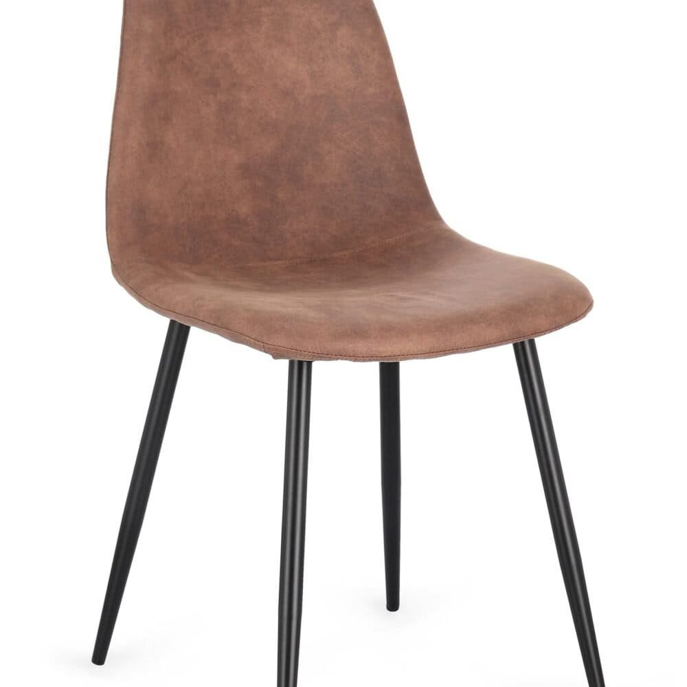 Sedia di design con gambe nere in metallo per arredo elegante.