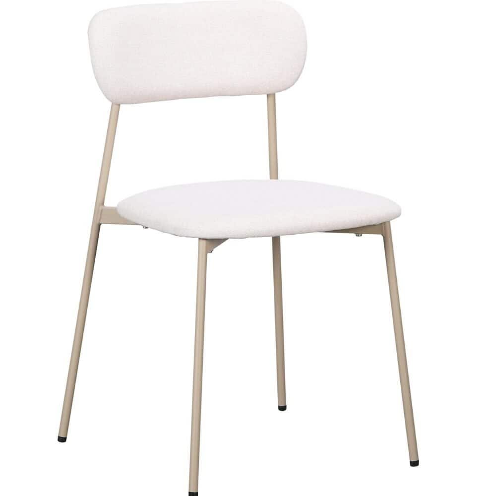 Sedia moderna e minimalista con struttura in legno e imbottitura.