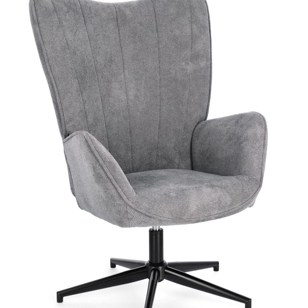 Sedia da ufficio moderna, comoda e regolabile in tessuto grigio chiaro. Ideale per scrivanie e spazi di lavoro.