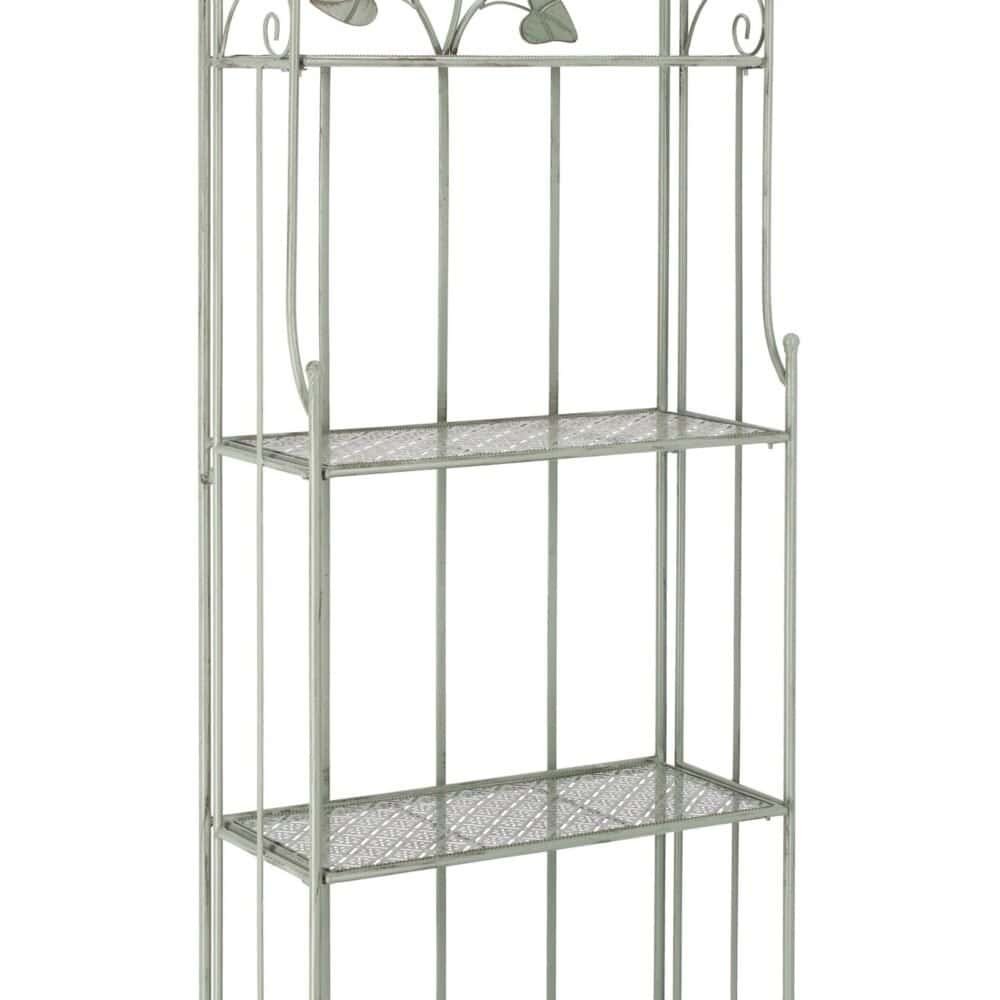 Vetrina in ferro battuto con decoro floreale, perfetta per arredamento rustico e vintage.