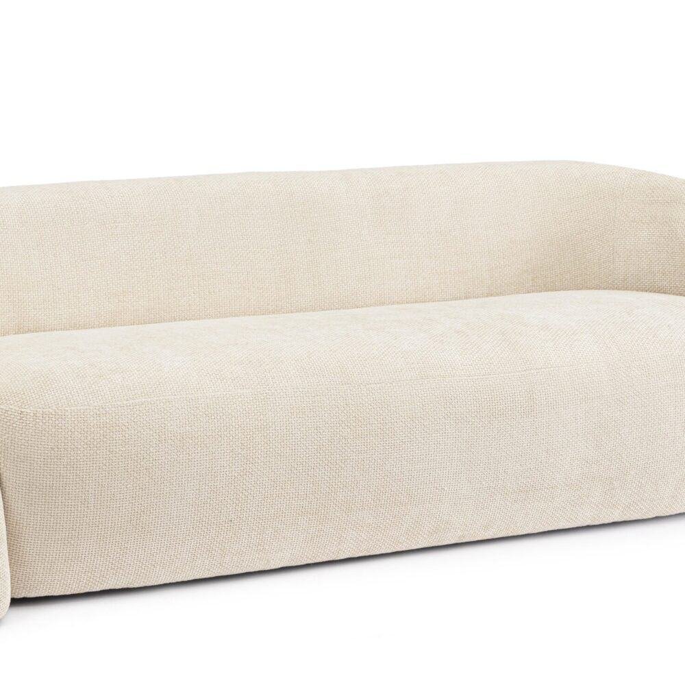 Divano contemporaneo in tessuto beige, design elegante e confortevole, ideale per soggiorno accogliente e di stile.