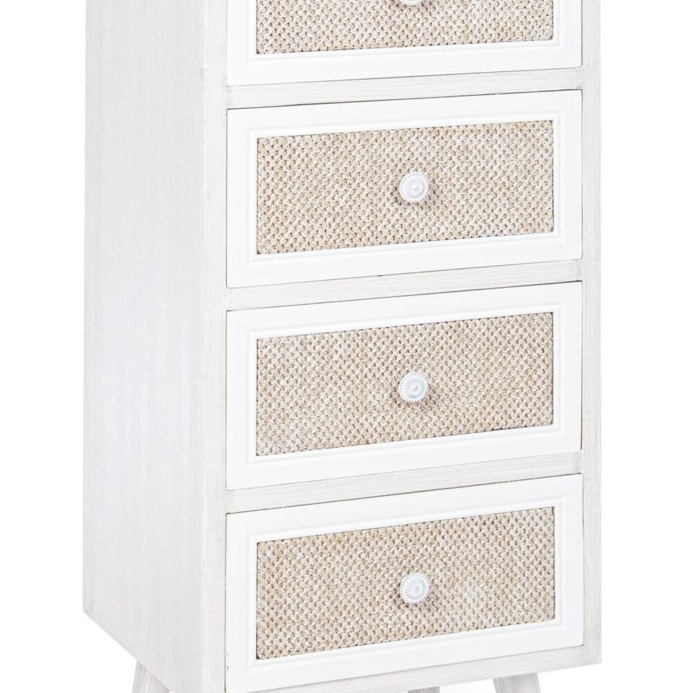 Comò 4 cassetti, stile shabby chic, decorazione naturale.
