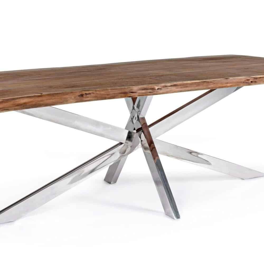 Sedia di design moderna in legno e metallo.