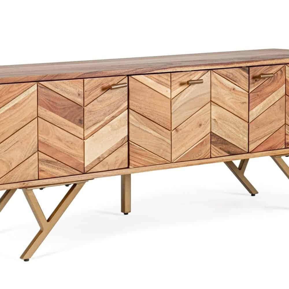 Mobiletto in legno naturale con design moderno, perfetto per arredi di alta qualità e stile.