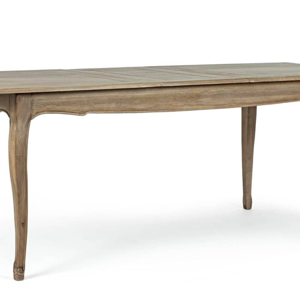 Tavolo in legno naturale con gambe curve, perfetto per arredi rustici e autentici in stile vintage.