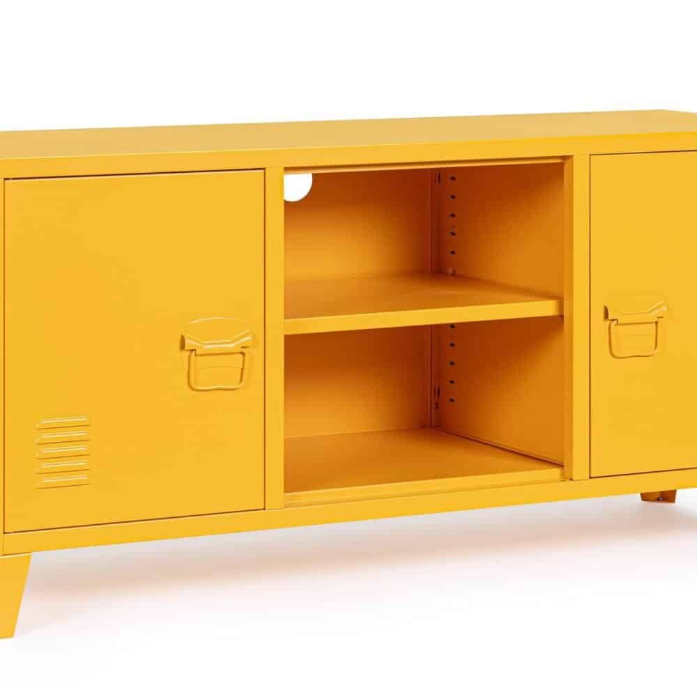 Cassettiera gialla colorata, mobile moderno e funzionale con scomparti spaziosi, ideale per decorare e organizzare la casa.
