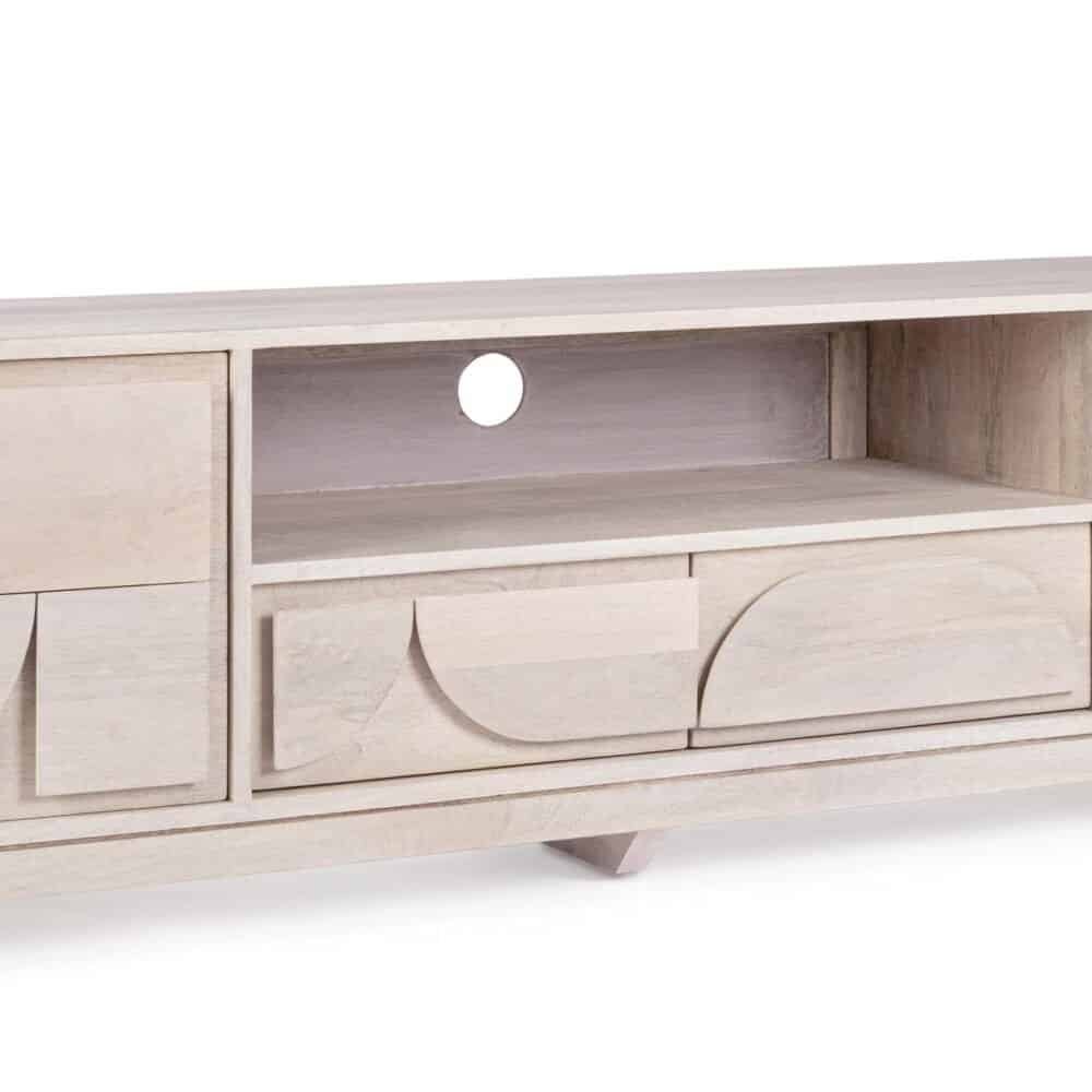 MOBILE TV in legno naturale chiaro, design minimalista e moderno per soggiorno o sala.