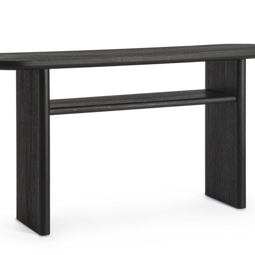 Scrittoio in legno nero, design minimalista e moderno, perfetto per l'arredo di casa e ufficio.