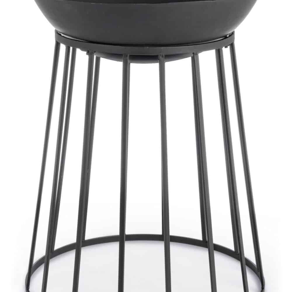 Piano d'appoggio con struttura in metallo nero, design elegante, ideale per decorazioni moderne.