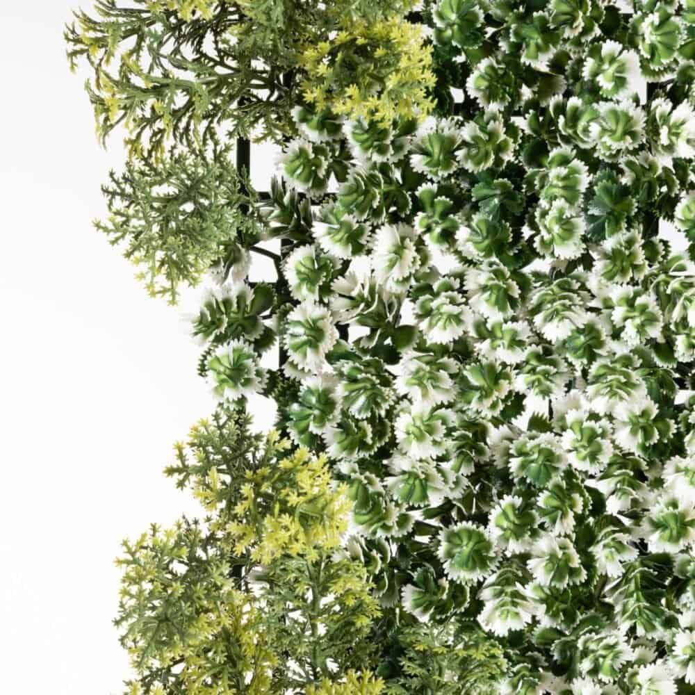 1. Piante artificiali da interno con foglie verdi e bianche, decorazione naturale.