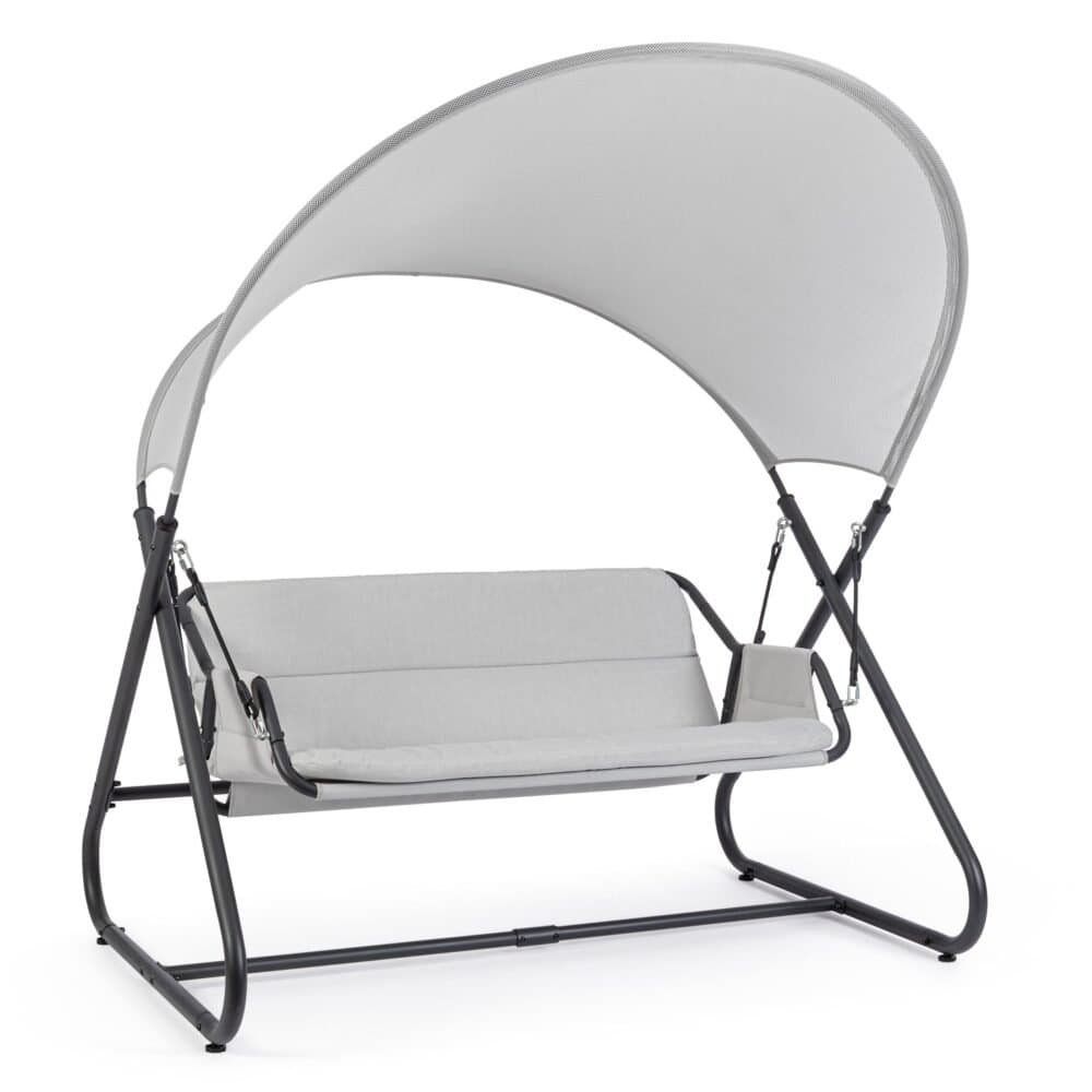 Swing outdoor with sunshade, garden, relaxing, modern design, comfortable seat.