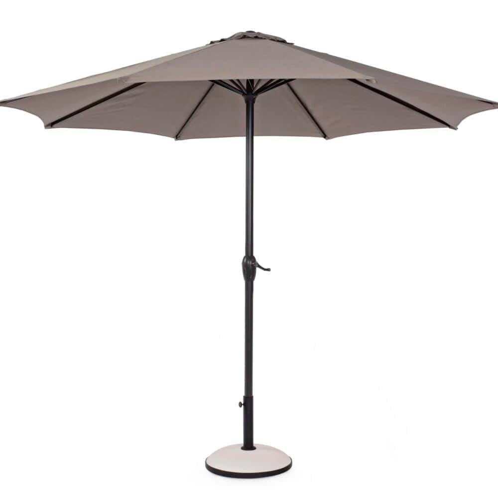 Cappello da giardino beige con struttura in metallo resistente, ideale per rilassarsi all'aperto.