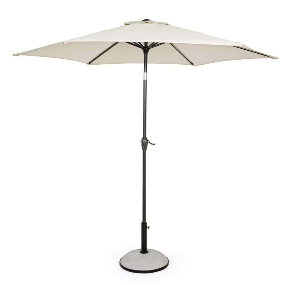 Ombrellone da giardino beige con struttura resistente per aree relax e terrazzi all'aperto.