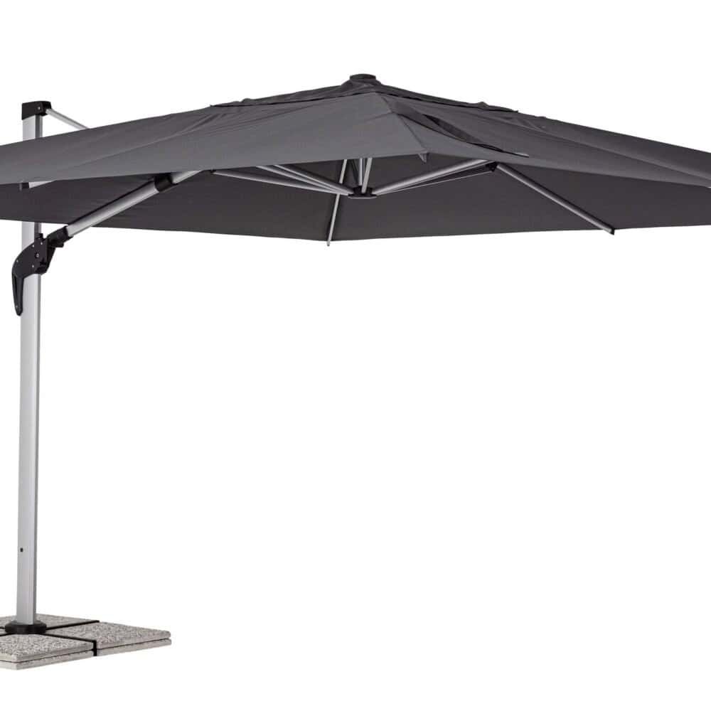 Ombrumbrella da esterno robusto e resistente con tetto in tessuto impermeabile.