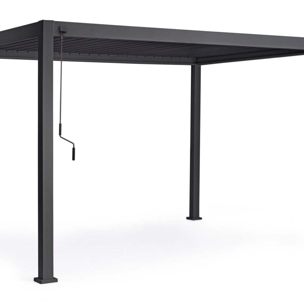 Traxx Outdoor pergola moderna in acciaio nero.