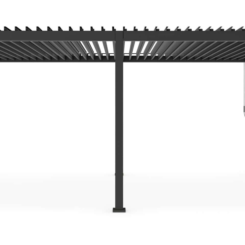 Gazebo in metallo nero, ideale per esterni, resistente e dal design minimalista.