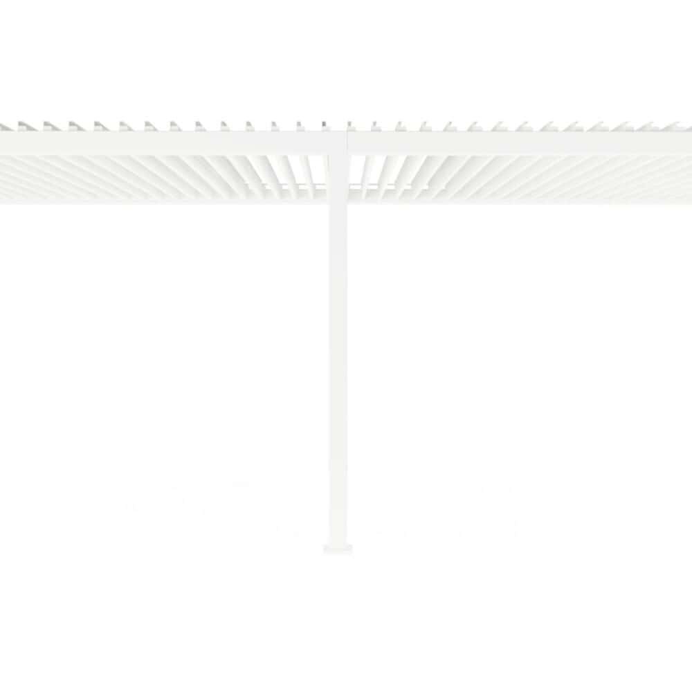 Pergolato bianco in alluminio per aria aperta, resistente agli agenti atmosferici e facile da personalizzare.