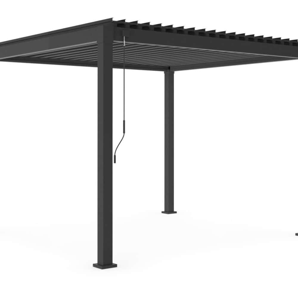 Pergola in metallo moderna per esterni, ideale per giardino o terrazza, resistente e di design elegante.