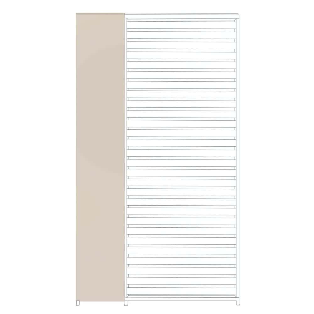 Armadio moderna con ante a doghe e design elegante.