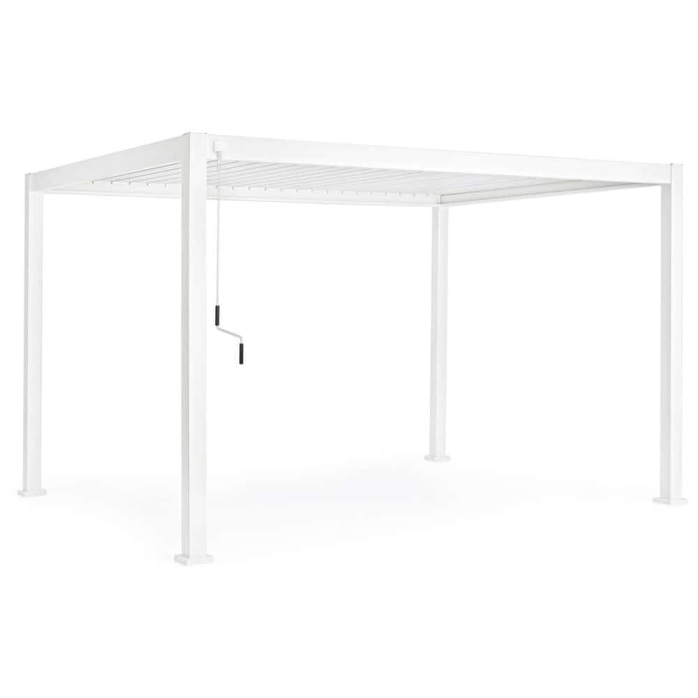 Gazebo bianco da giardino con tela parasole per esterni, ideale per relax e socializzazione all'aperto.