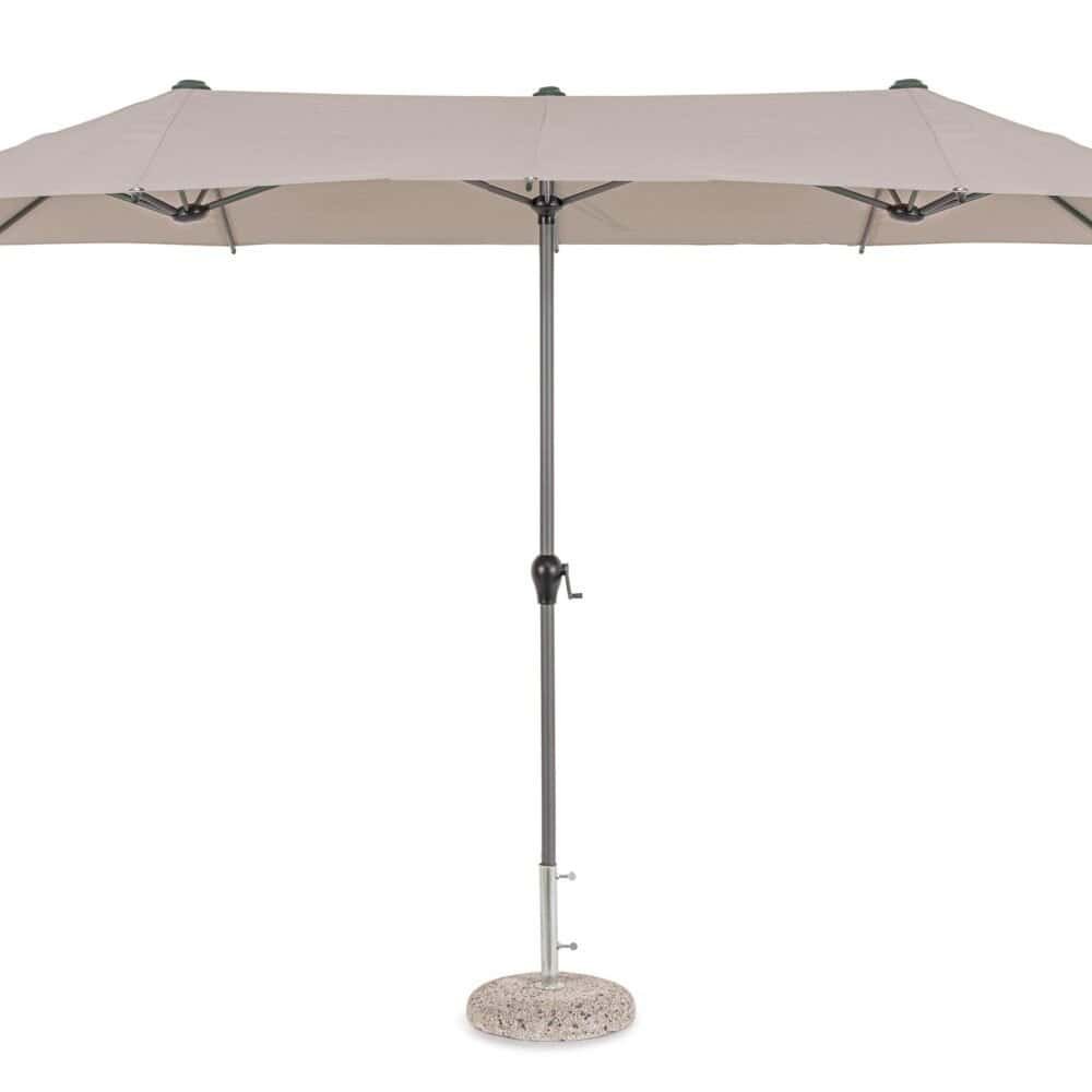 Ombrellone da giardino beige con struttura in metallo resistente, ideale per esterni, patio, terrazza.