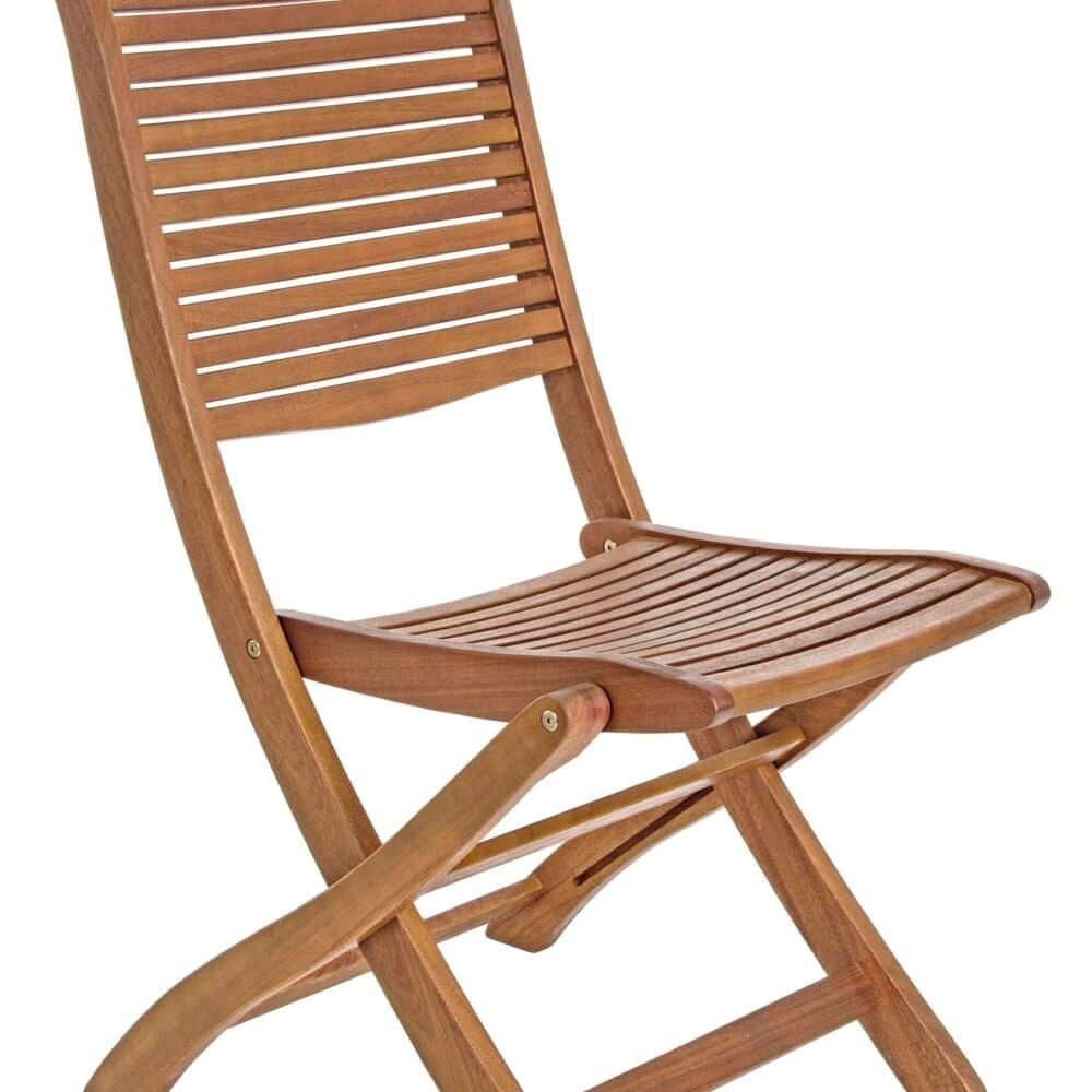 Sedia in legno naturale, ideale per giardini e terrazze, design tradizionale e resistente alle intemperie.