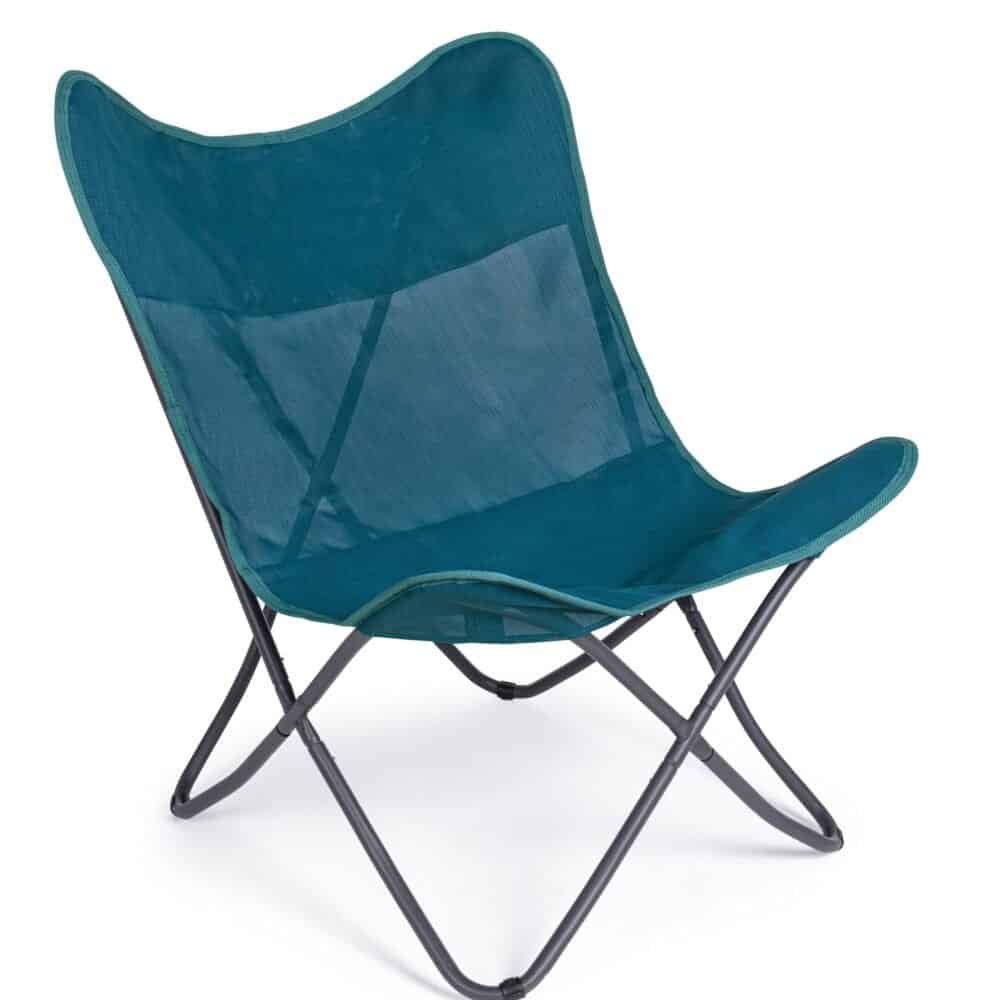 Sedia relax da esterno, leggera e compatta ideale per campeggio e pic-nic.