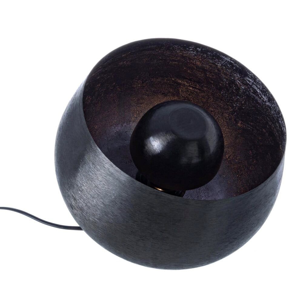 Lampada di design nero con effetto metallico, forma artistica e innovativa, ideale per arredi moderni e sofisticati.