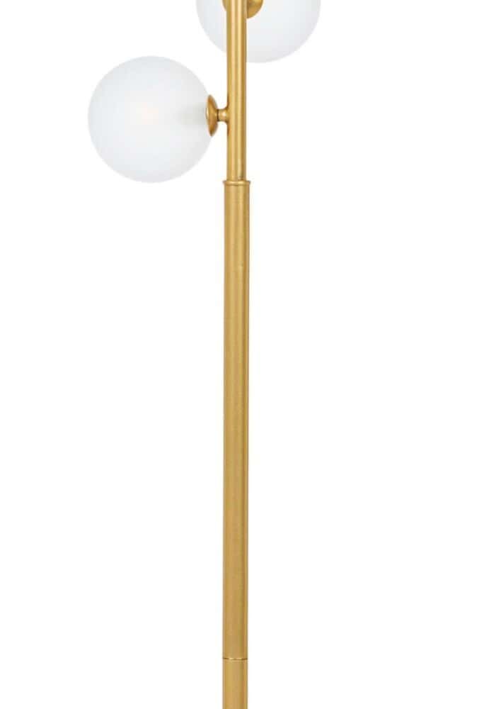 Lampada da terra moderna, luci in vetro bianco satinato, stile elegante, illuminazione di design.