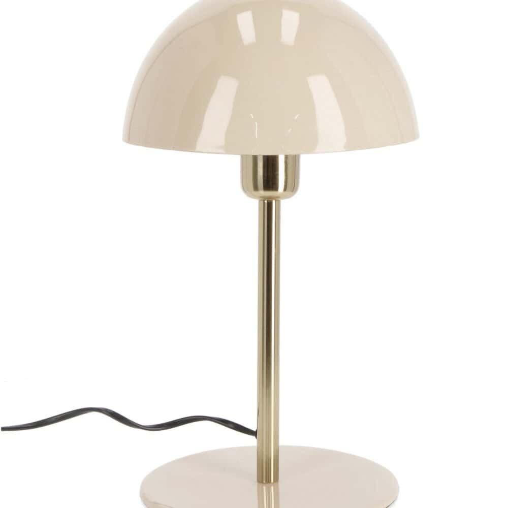 Lampada da scrivania elegante con base rotonda e paralume bianco lucido.