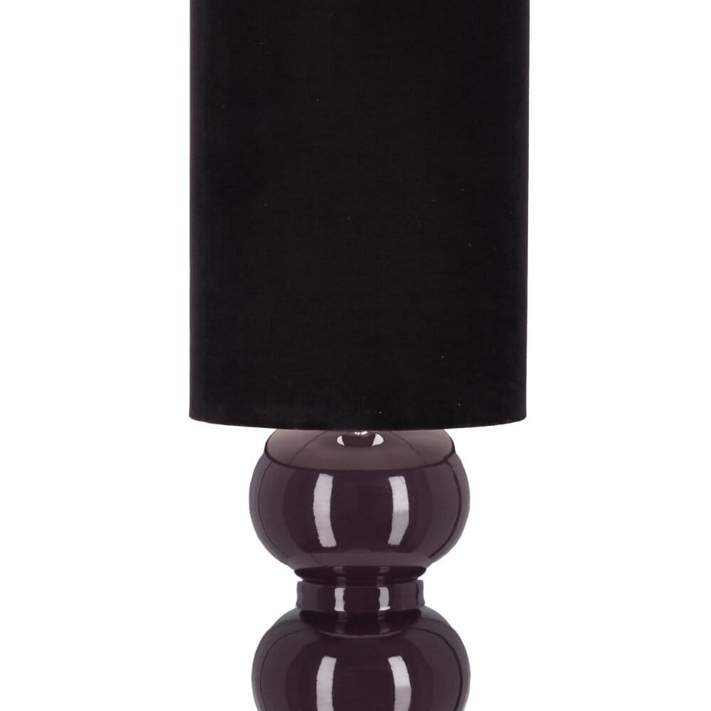 Luminaria elegante nera con base in vetro lucido, perfetta per ambienti ricercati e sofisticati.