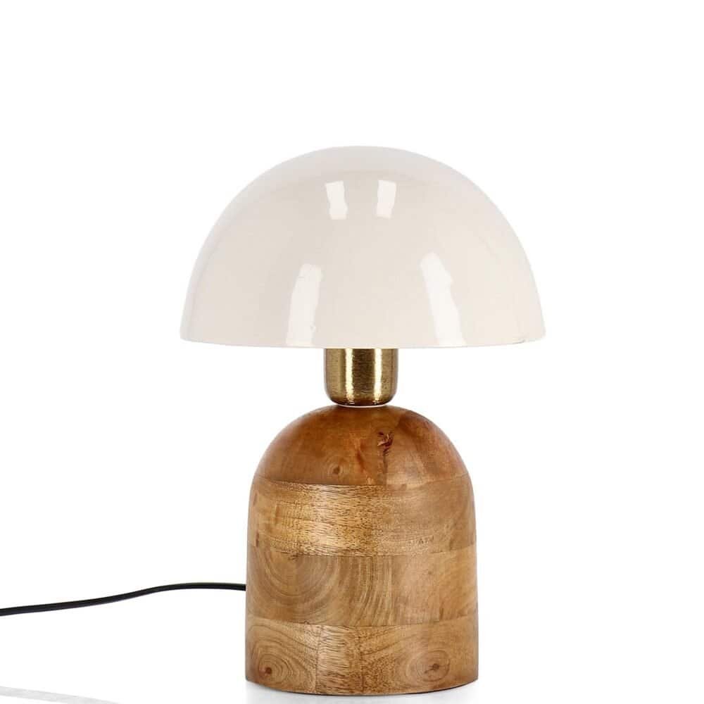 Lampada da tavolo moderna in legno e ceramica bianca, aggiunge eleganza a ogni spazio.