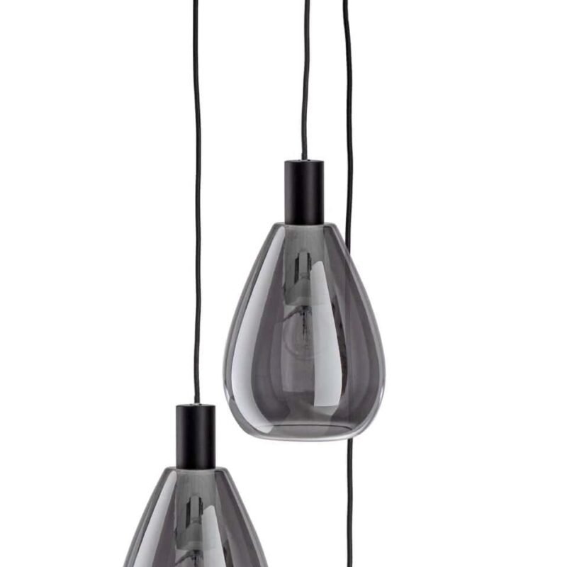 Lampadario pendenti vetro fumé nero elegante casa originale design.