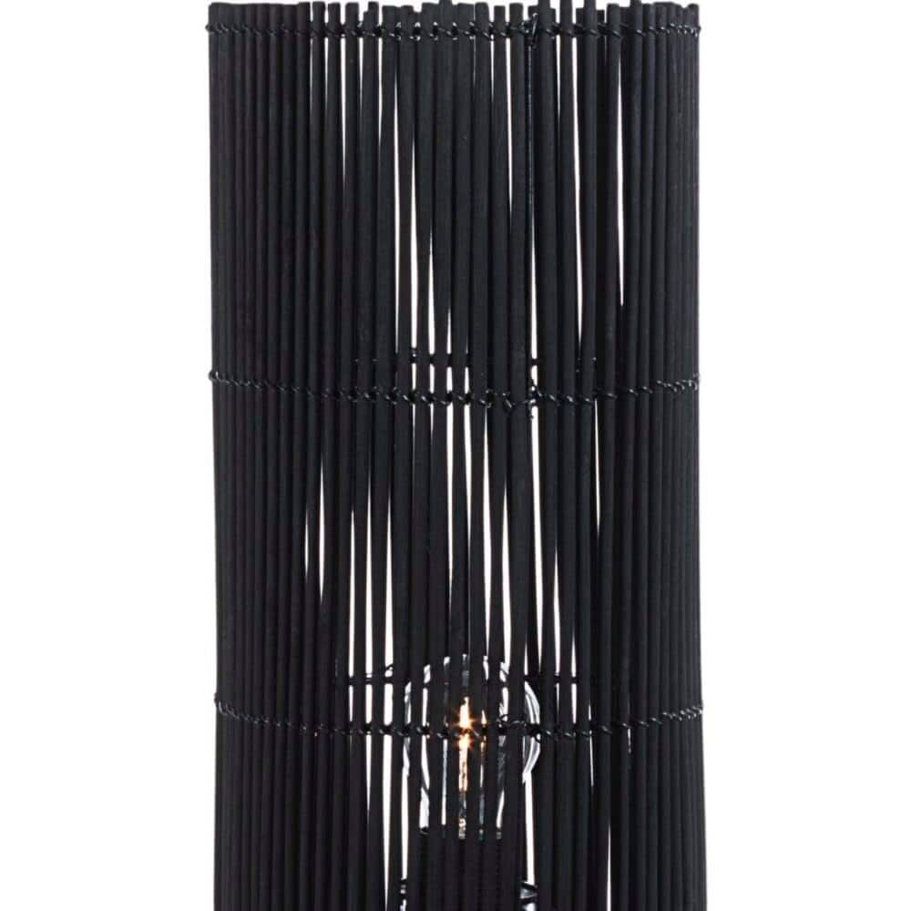 Lampada da esterno in bambù nero con design elegante, ideale per portare stile e luce nelle zone esterne.