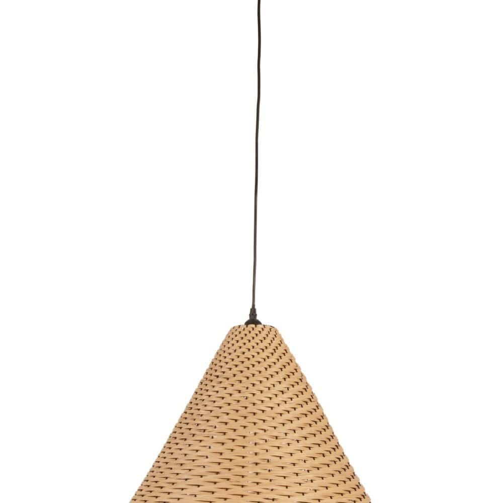 Luminaria in vimini naturale, perfetta per ambienti moderni e rustici, atmosfera calda e accogliente.