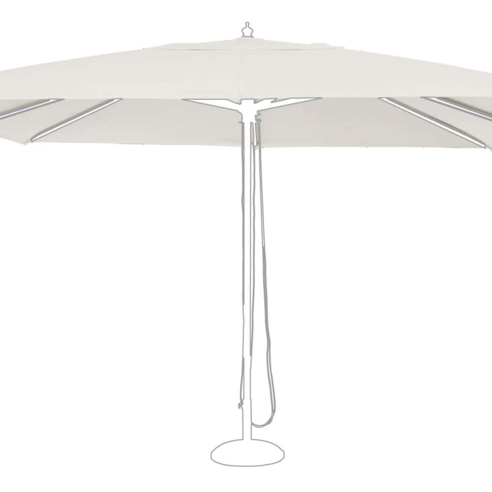 Ombrello da giardino bianco con struttura resistente e tettuccio ampio per esterni.