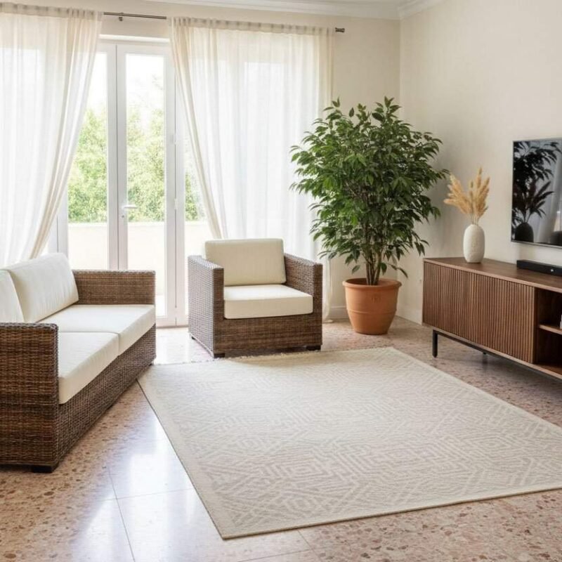 Mobile porta TV in stile moderno con finitura in legno e spazio per dispositivi elettronici.