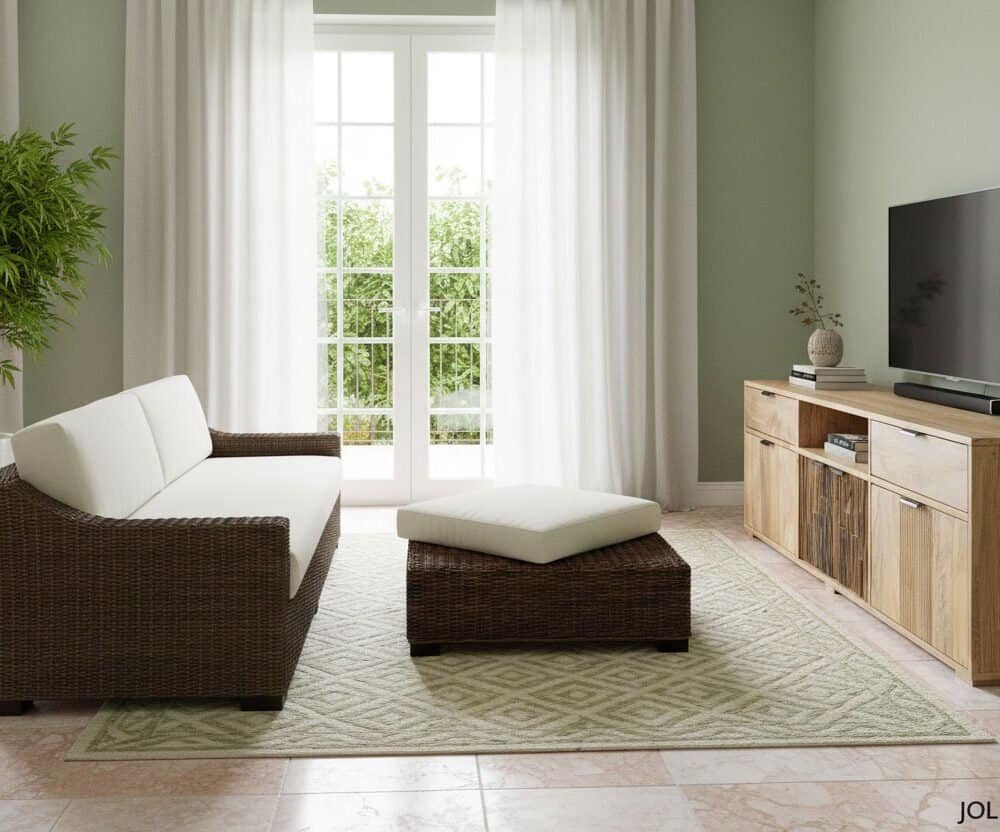 Porta TV mobile per soggiorno con spazio di archiviazione, design moderno e funzionale.