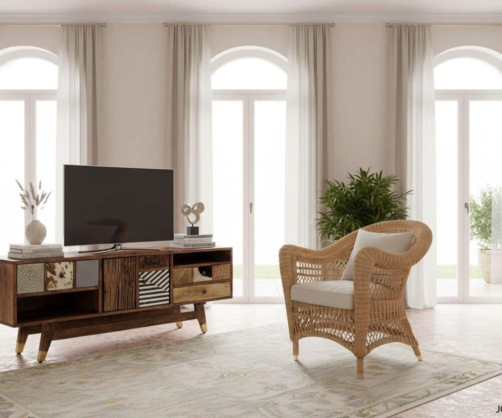 Porta TV mobile in stile moderno con design elegante e funzionale.