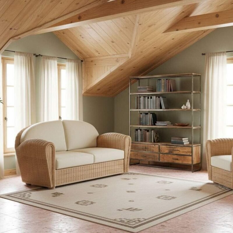 Libreria 4P-4C Elmer in soggiorno con scaffali e arredi in stile moderno.