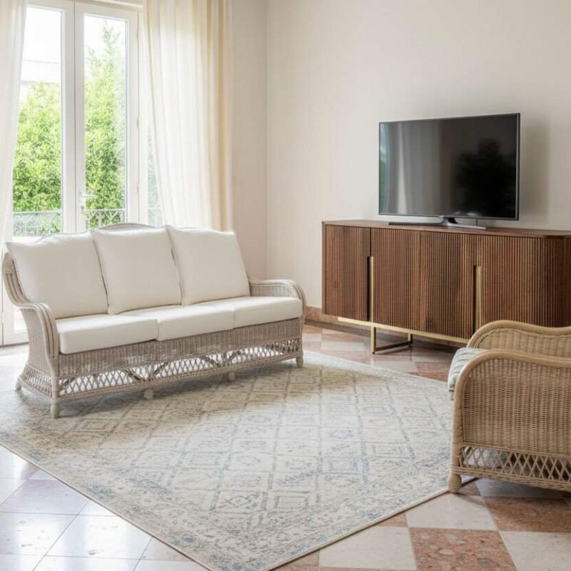 Elegante credenza moderna in legno per soggiorno, stile minimalista.