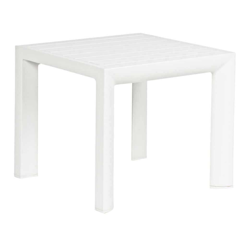 Mensa in plastica bianca elegante e resistente, perfetta per esterni e ambienti moderni.