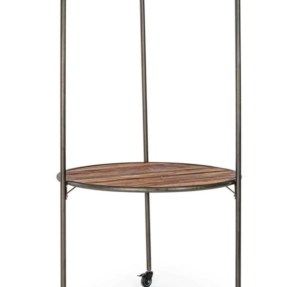 Vetrina industriale in ferro e legno, mobile versatile per uso commerciale o domestico. Design raffinato e materiali di alta qualità.