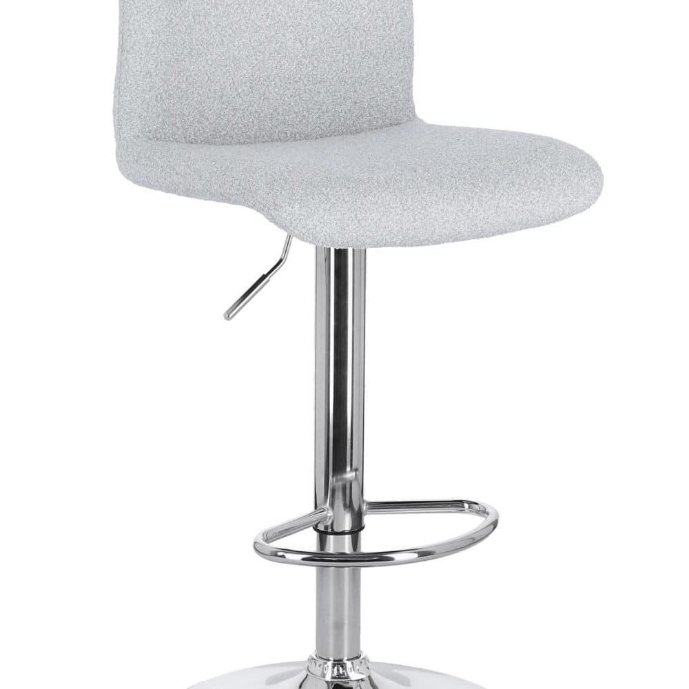 Sedia moderna con altezza regolabile e base in metallo cromato, ideale per arredare l'ufficio o la cucina.